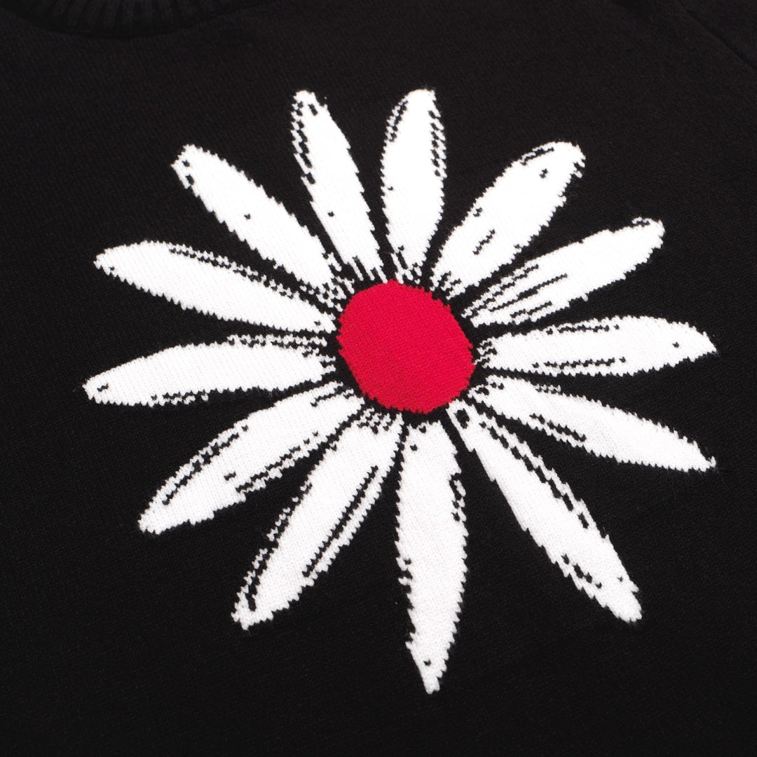 Black Sunflower von Herren Jacquard Crew-Hals gestricktes T-Shirt