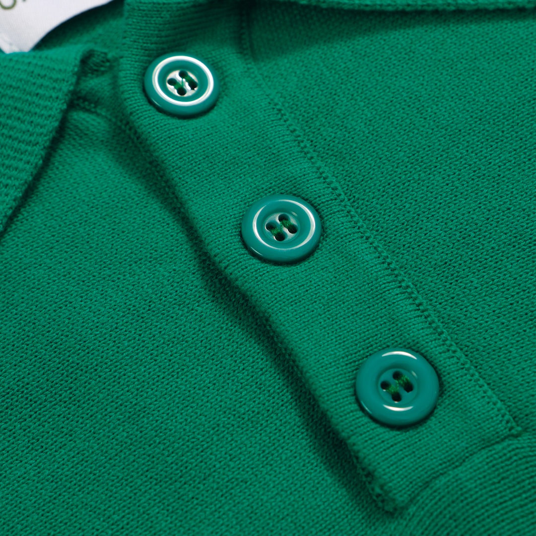 Men's green striped vintage 1950s knit polo shirt