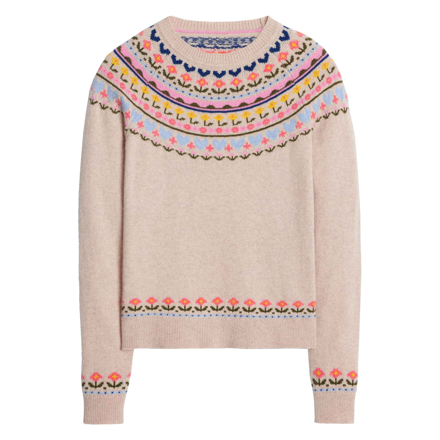 Women's oat knit vintage jacquard knit sweater