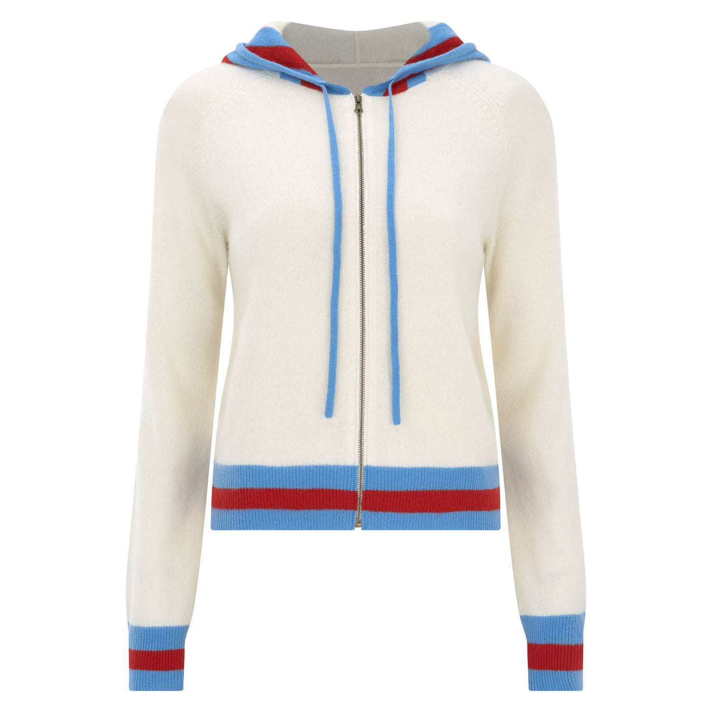 Women's white vintage knit hoodie cardigan