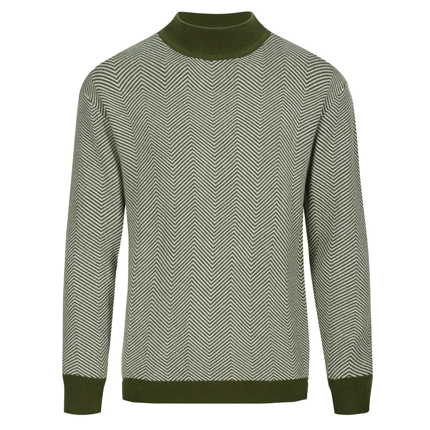 Men's green half turtleneck sweater