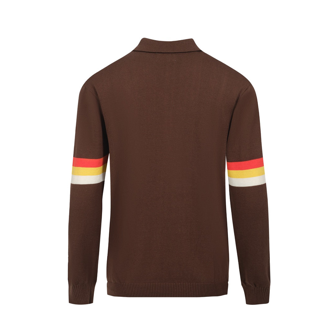 Men's brown vintage zip-up polo