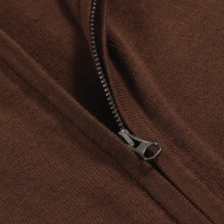 Men's brown vintage zip-up polo