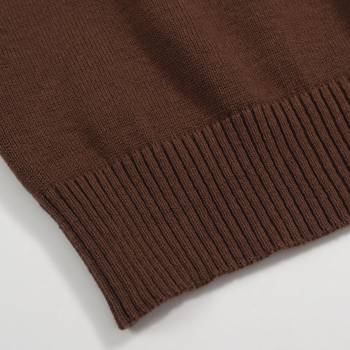 Men's brown vintage zip-up polo