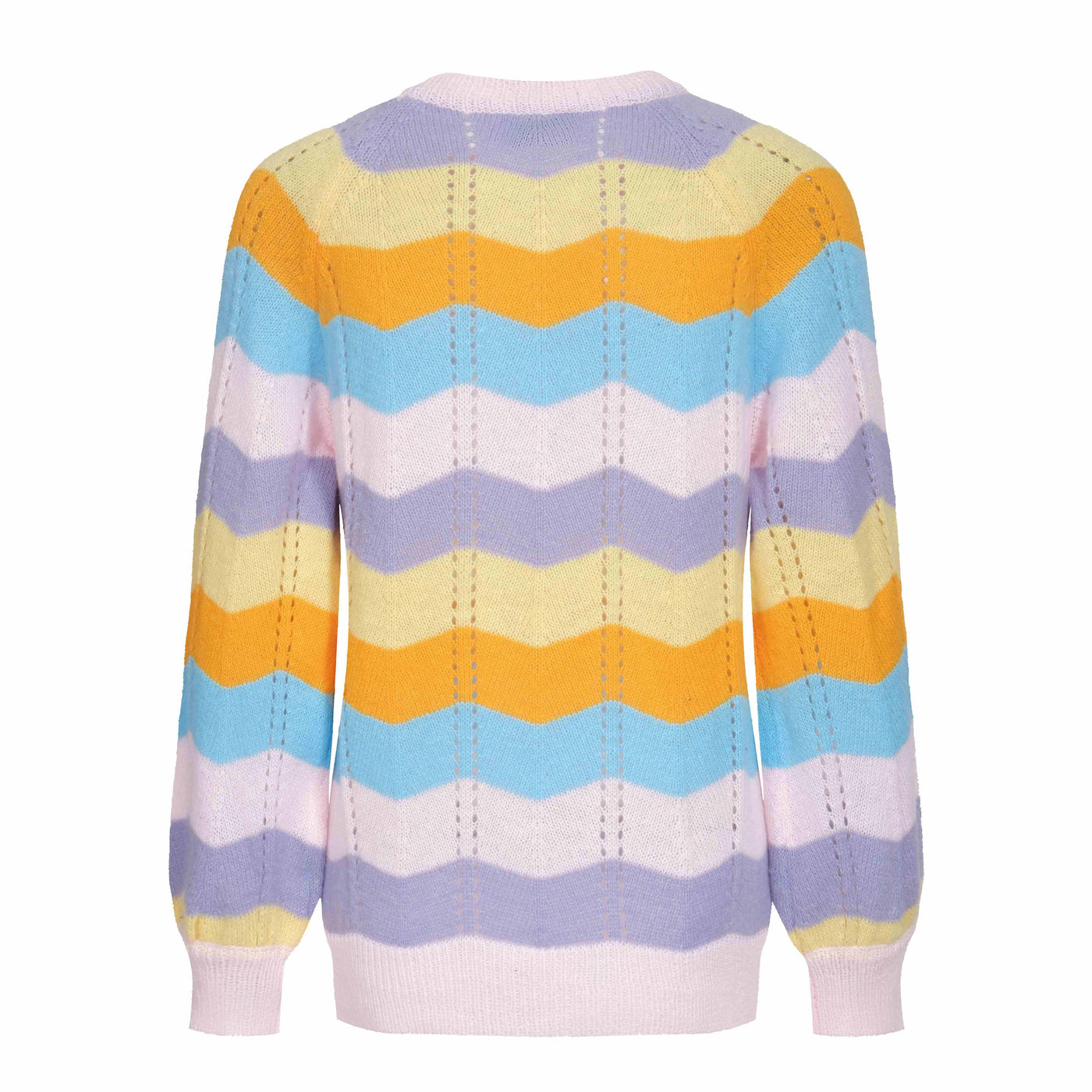 Women's multicolor wavy striped crew-neck sweater