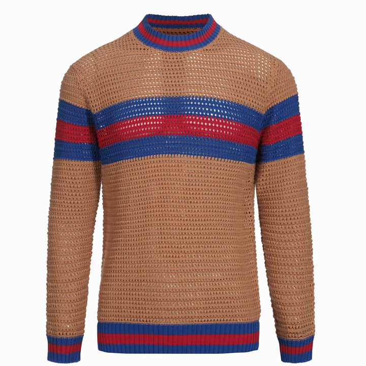 Men's brown vintage period crew-neck sweater