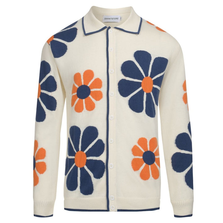 Polo de punto floral de 50 años de 50 años