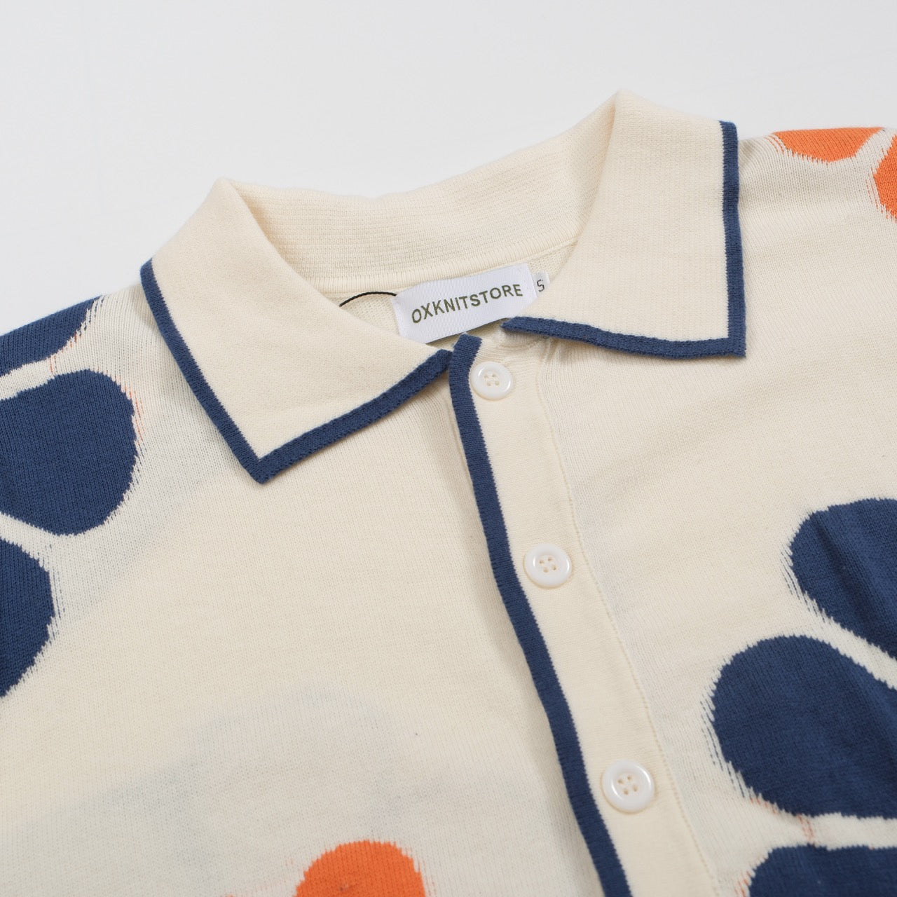 Men's off-white 50s floral knit polo