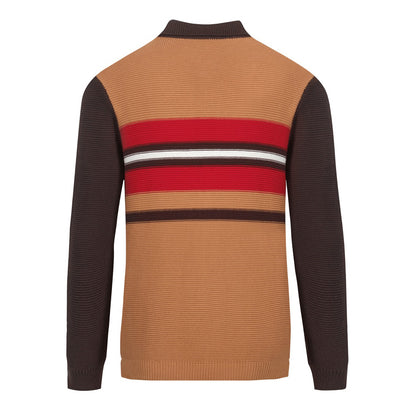 Men's brown vintage knit polo shirt