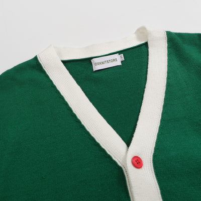 Men's green vintage knit cardigan sweater