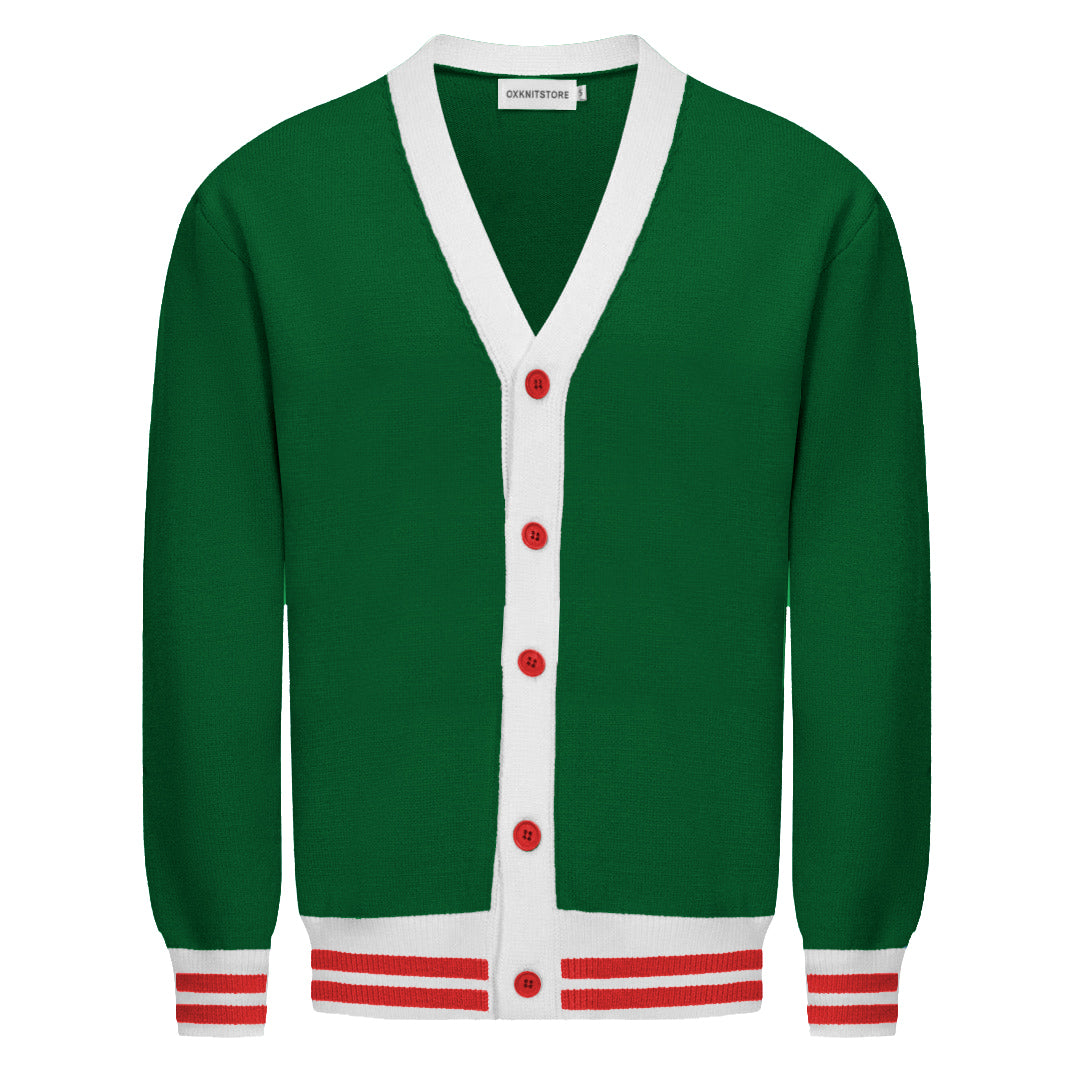 Men's green vintage knit cardigan sweater