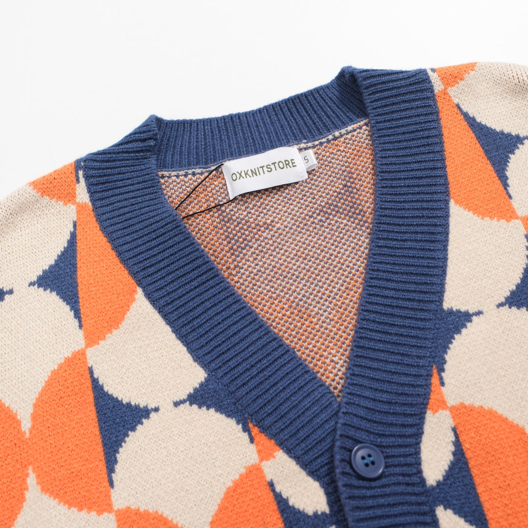 Men's orange vintage 50s cardigan sweater