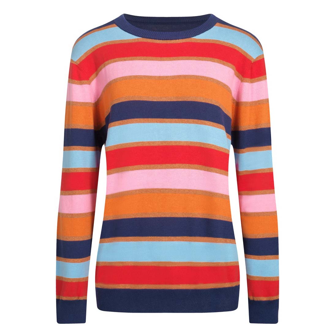 Women's Multicolor striped period crew-neck sweater