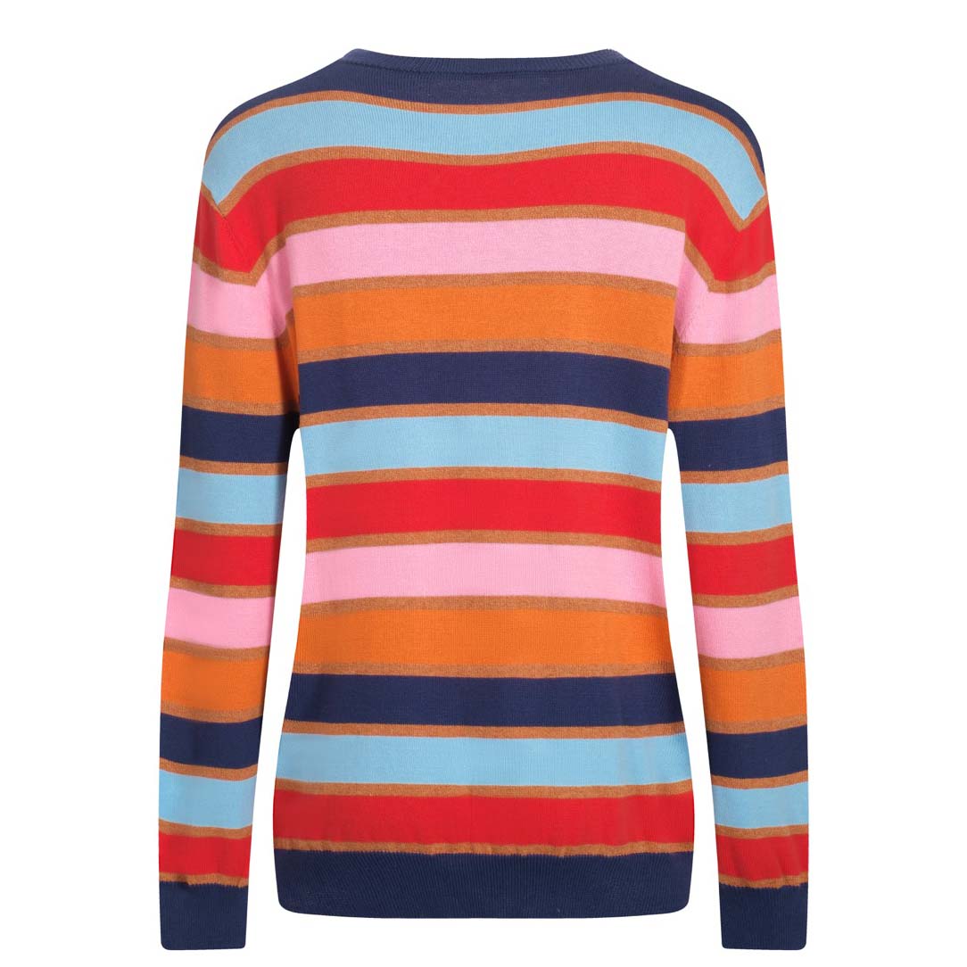 Women's Multicolor striped period crew-neck sweater