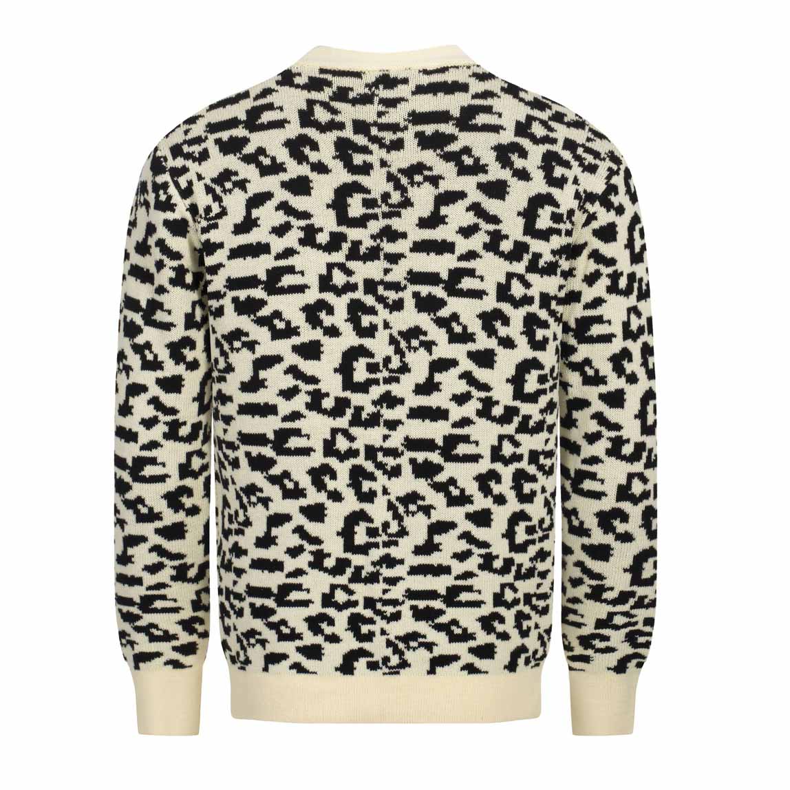 Men s vintage leopard print jacquard cardigan sweater