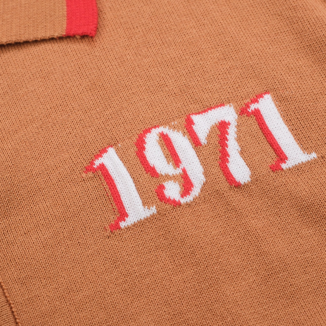 Men's brown 1971 knit cardigan top