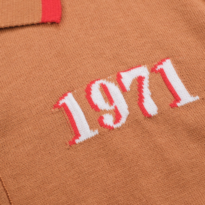 Men's brown 1971 knit cardigan top