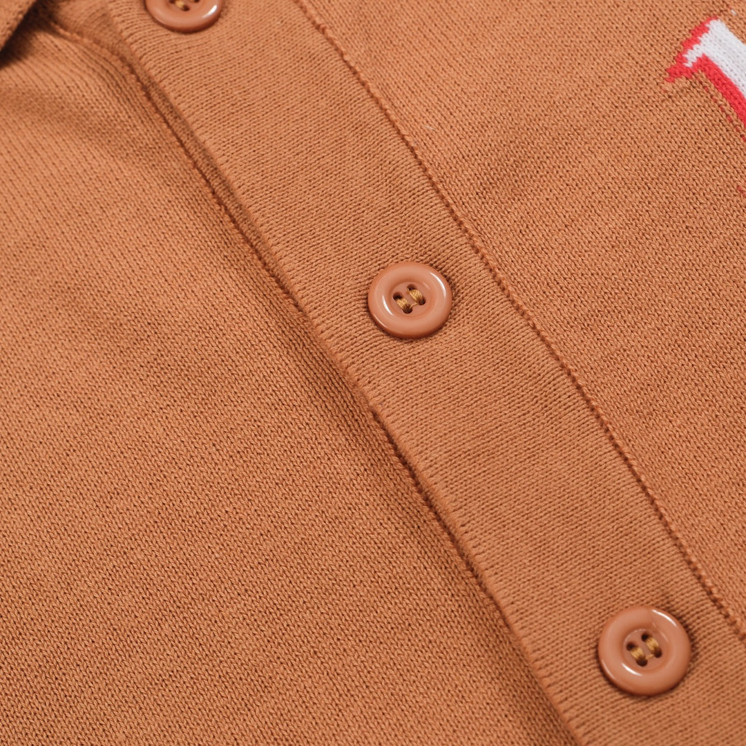 Men's brown 1971 knit cardigan top