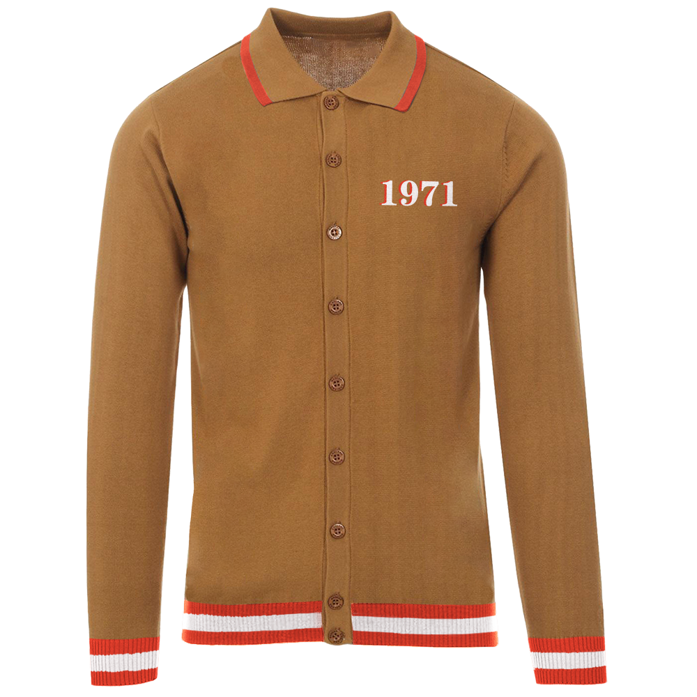 Men's brown 1971 knit cardigan top