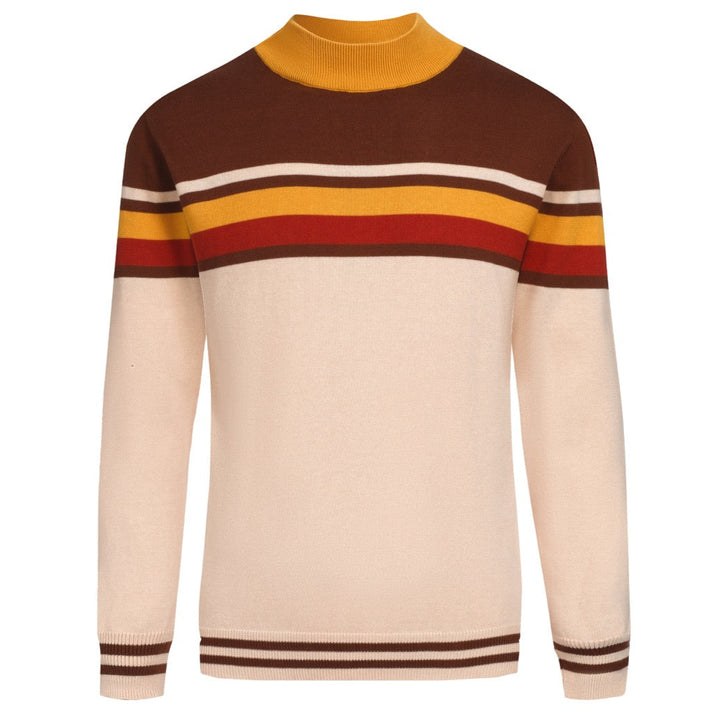 Men's brown striped turtleneck 1950s knitwear