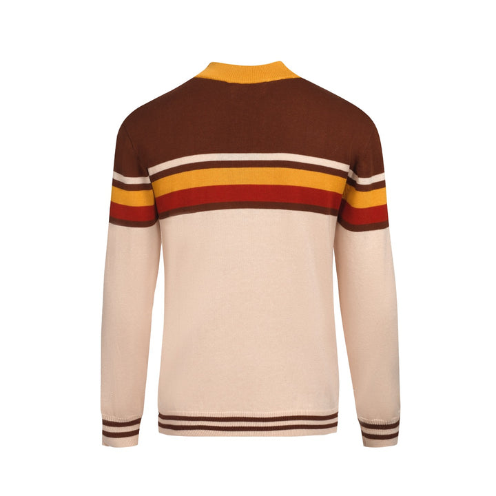 Men's brown striped turtleneck 1950s knitwear