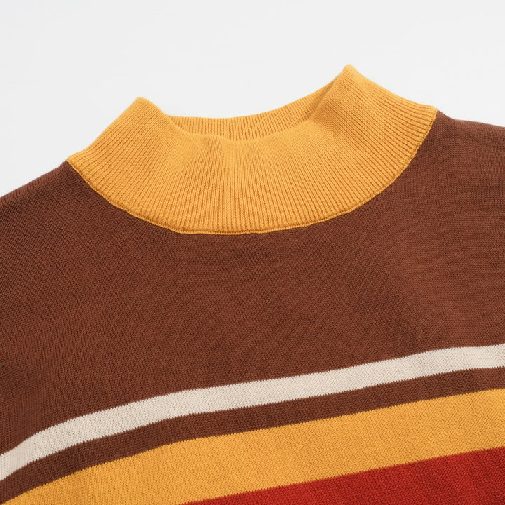 Men's brown striped turtleneck 1950s knitwear