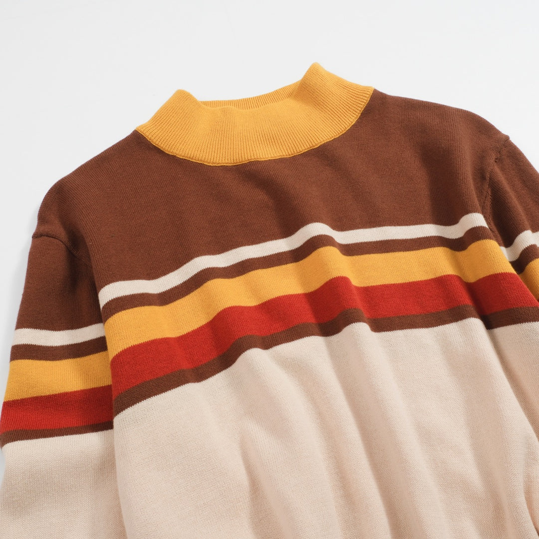 Men's brown striped turtleneck 1950s knitwear