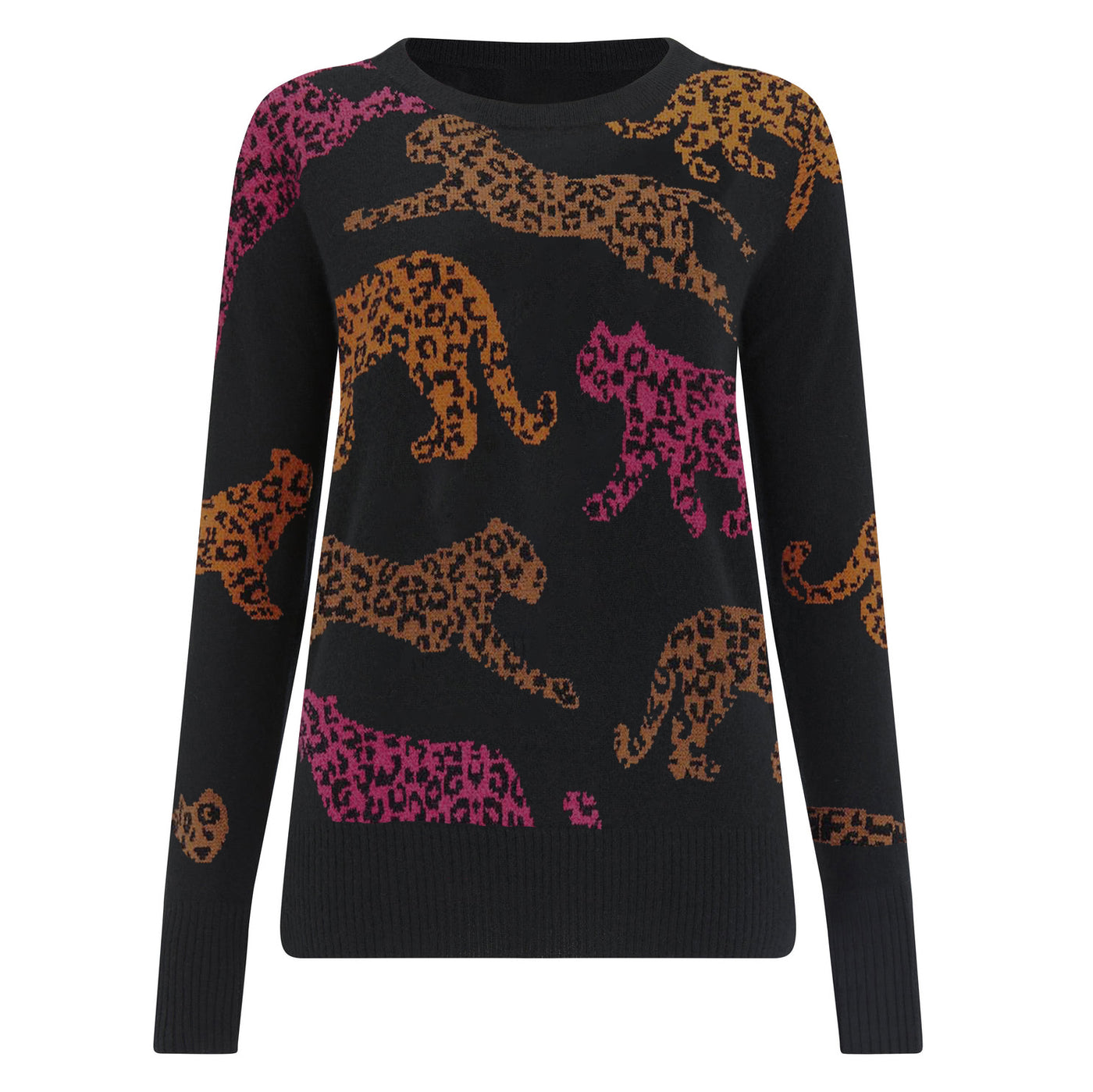 Women's black Tiger jacquard 50s knitwear