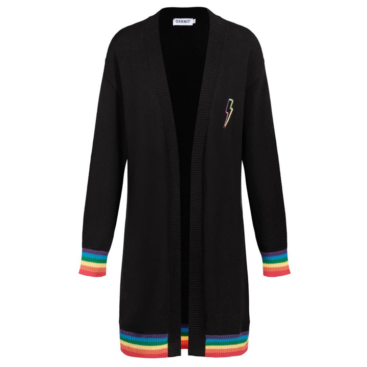 Women's black Lightning vintage cardigan long sweater