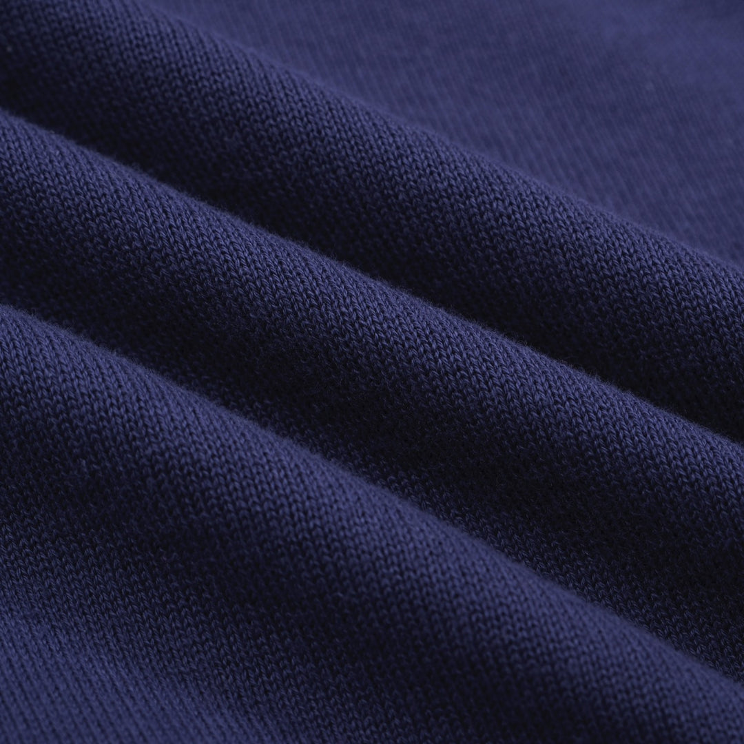 Men's dark blue vintage crew-neck polo shirt