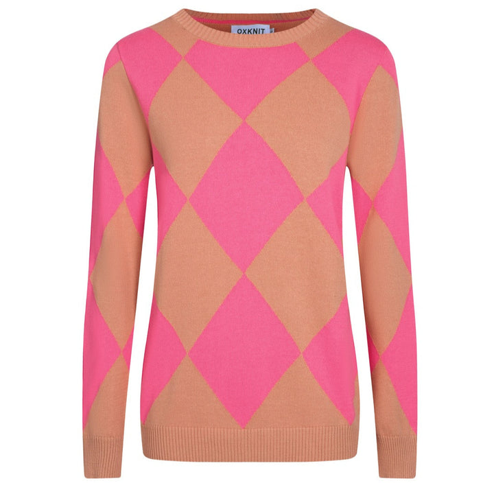 Women's pink diamond knit sweater