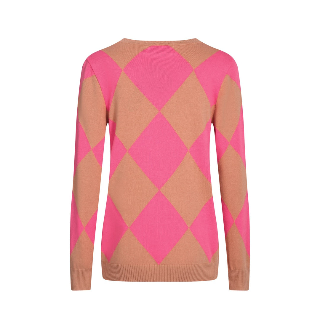 Women's pink diamond knit sweater