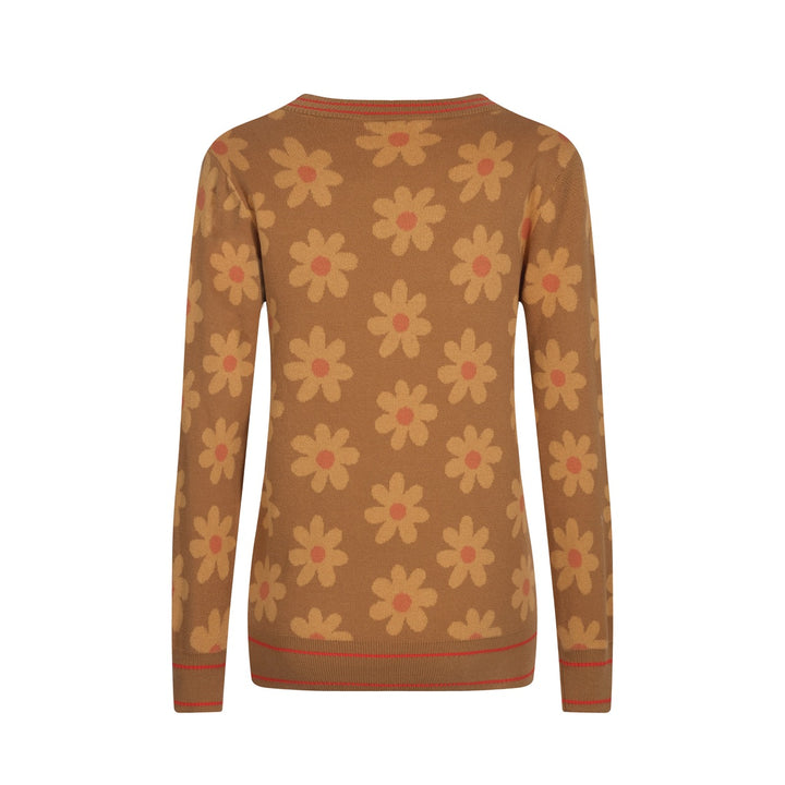 Women's brown floral knit sweater