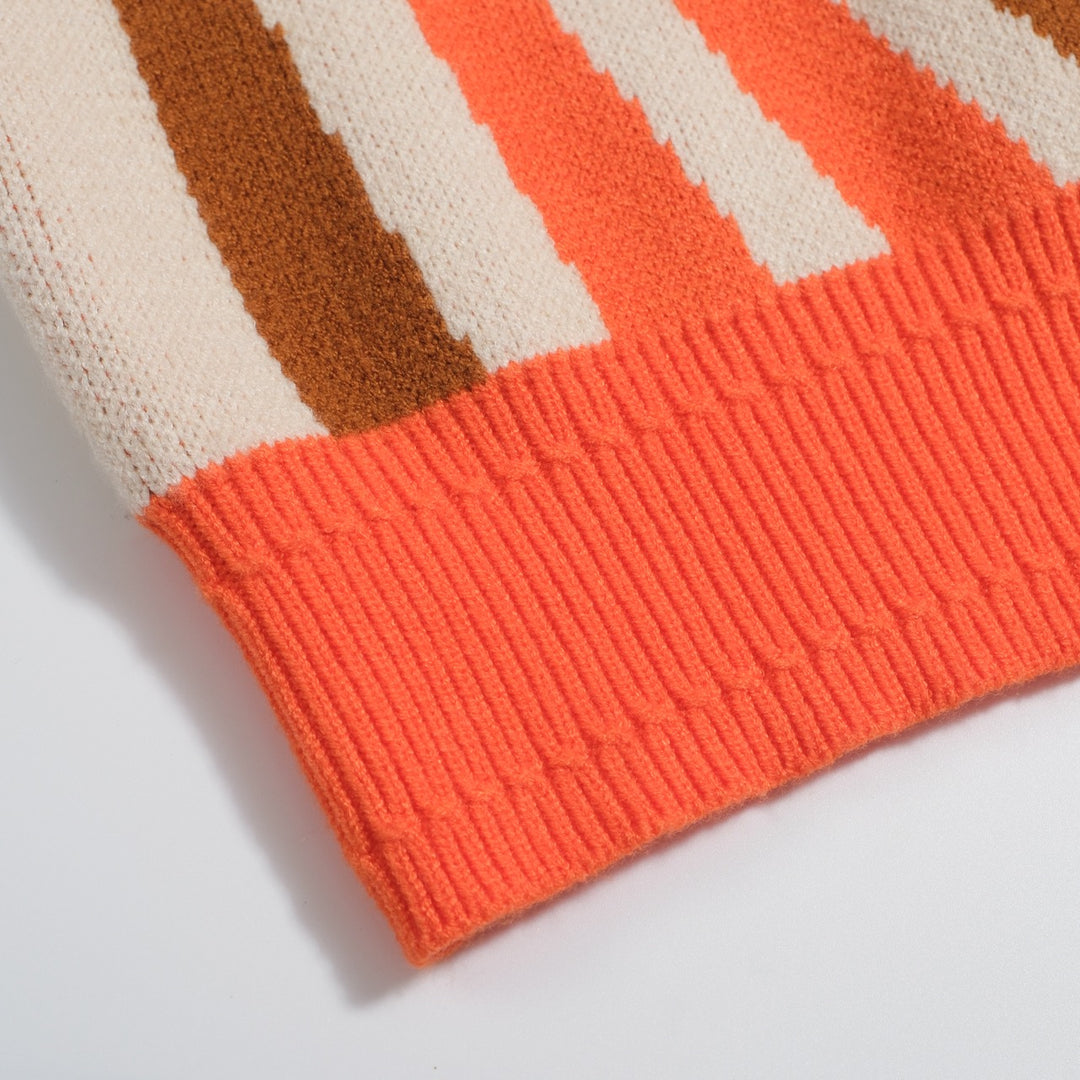 Women's vintage striped apricot sweater