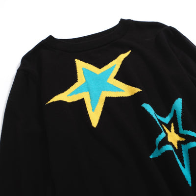 Women's black stars colored knitted sweater