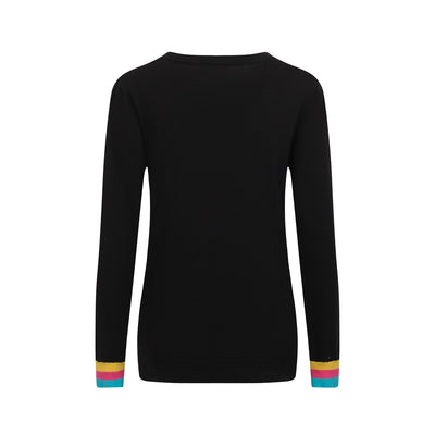 Women's black stars colored knitted sweater