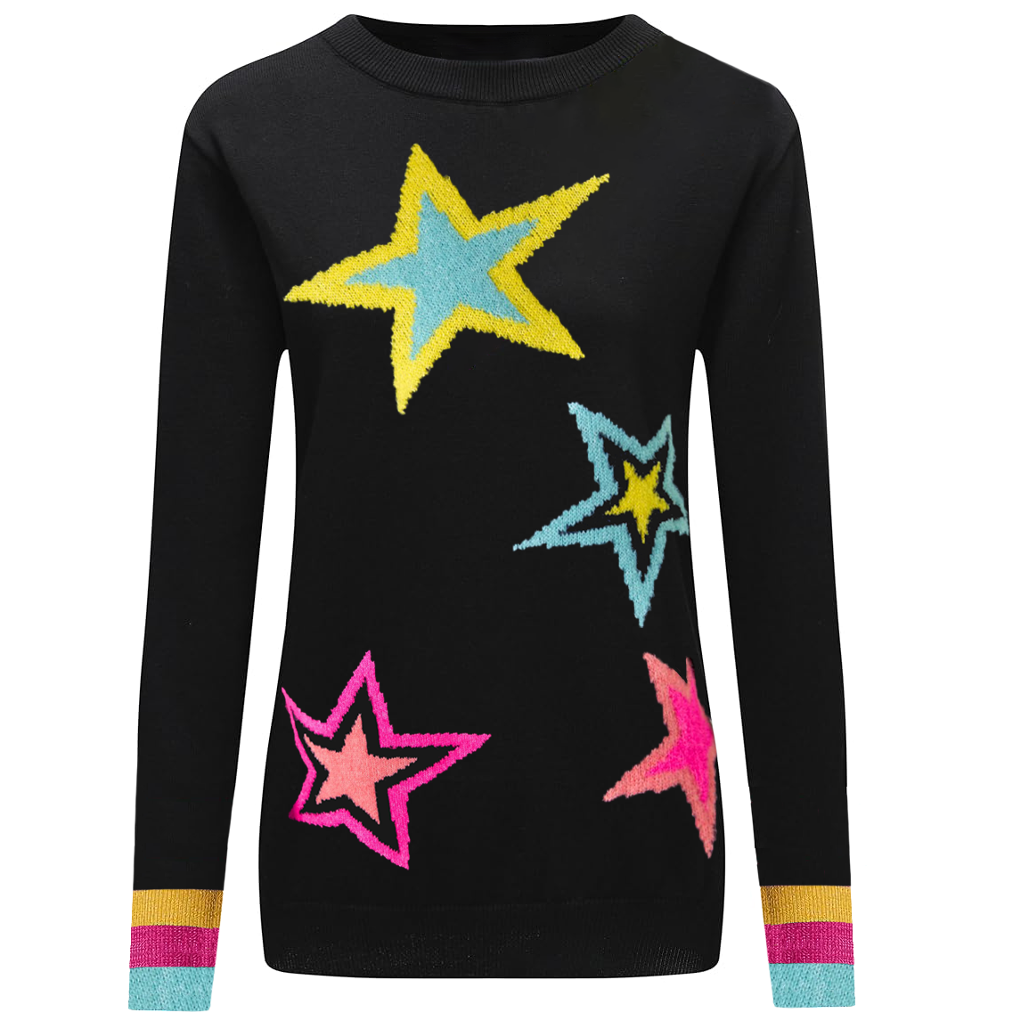 Women's black stars colored knitted sweater