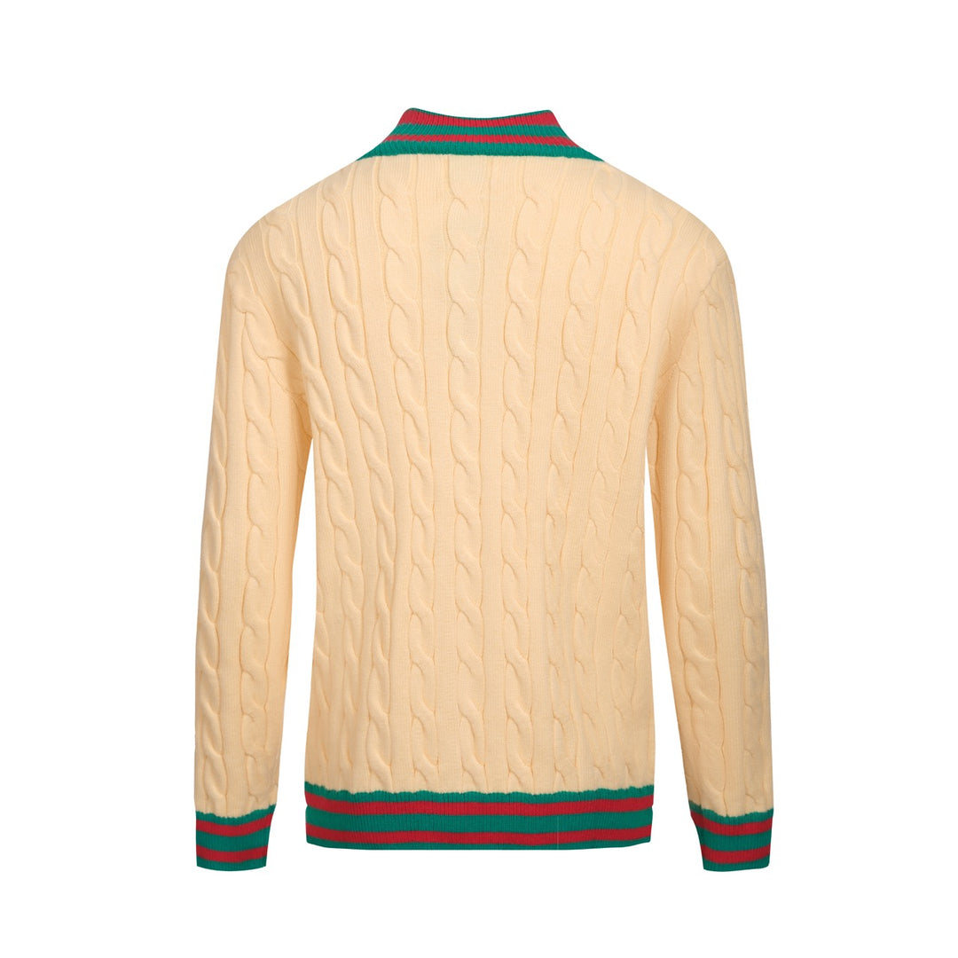 Men's yellow vintage knit sweater jacket