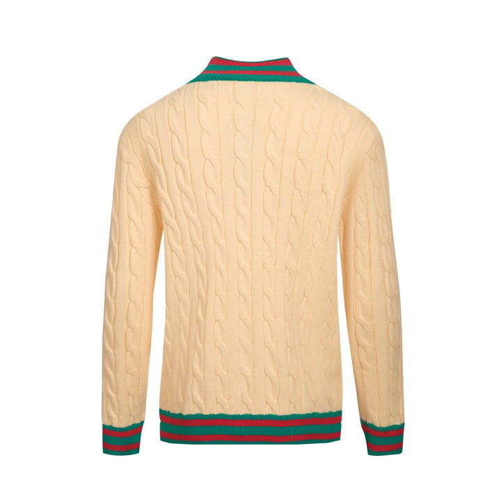 Men's yellow vintage knit sweater jacket