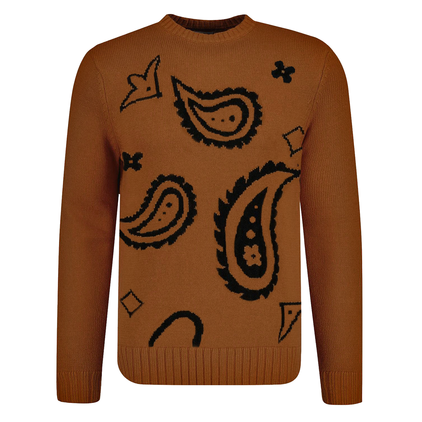 Men's brown cashew flower knit sweater