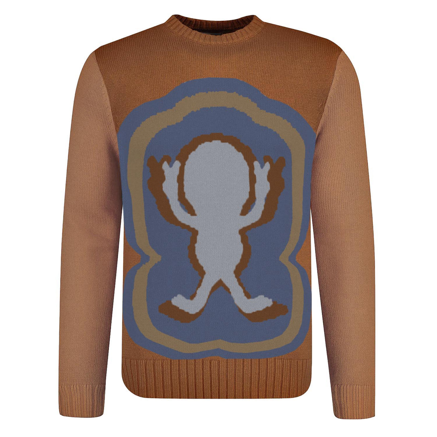 Men's coffee-colored jacquard knit sweater