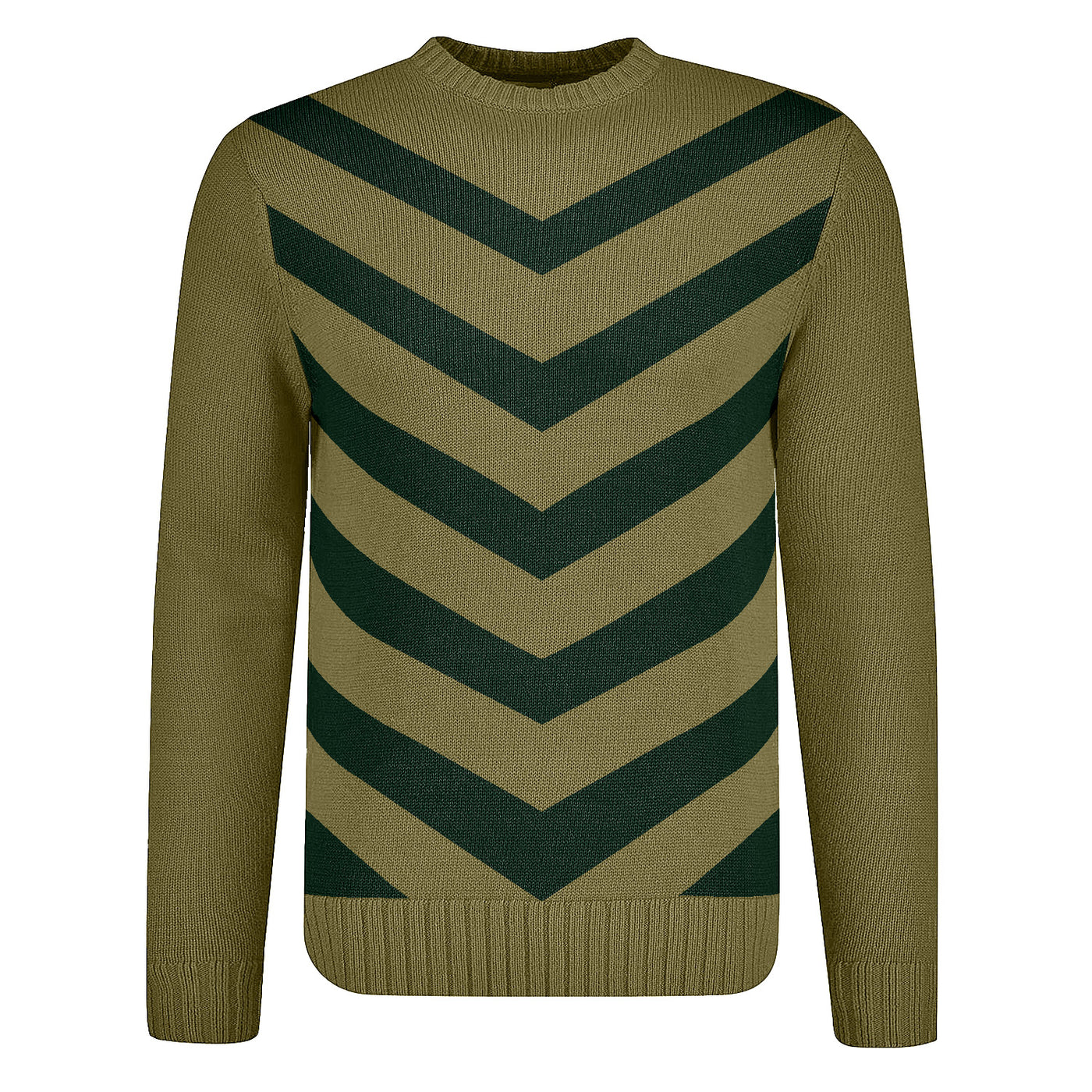 Men's green striped knitted street sweater