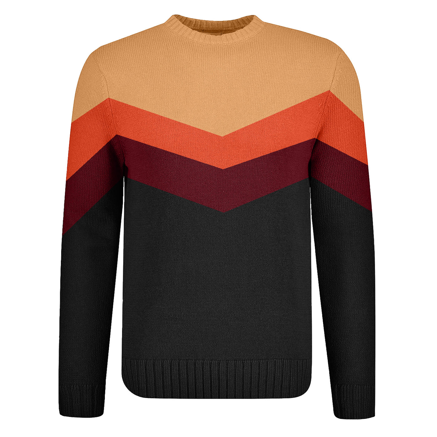 Men's black multi-colored V-striped sweater