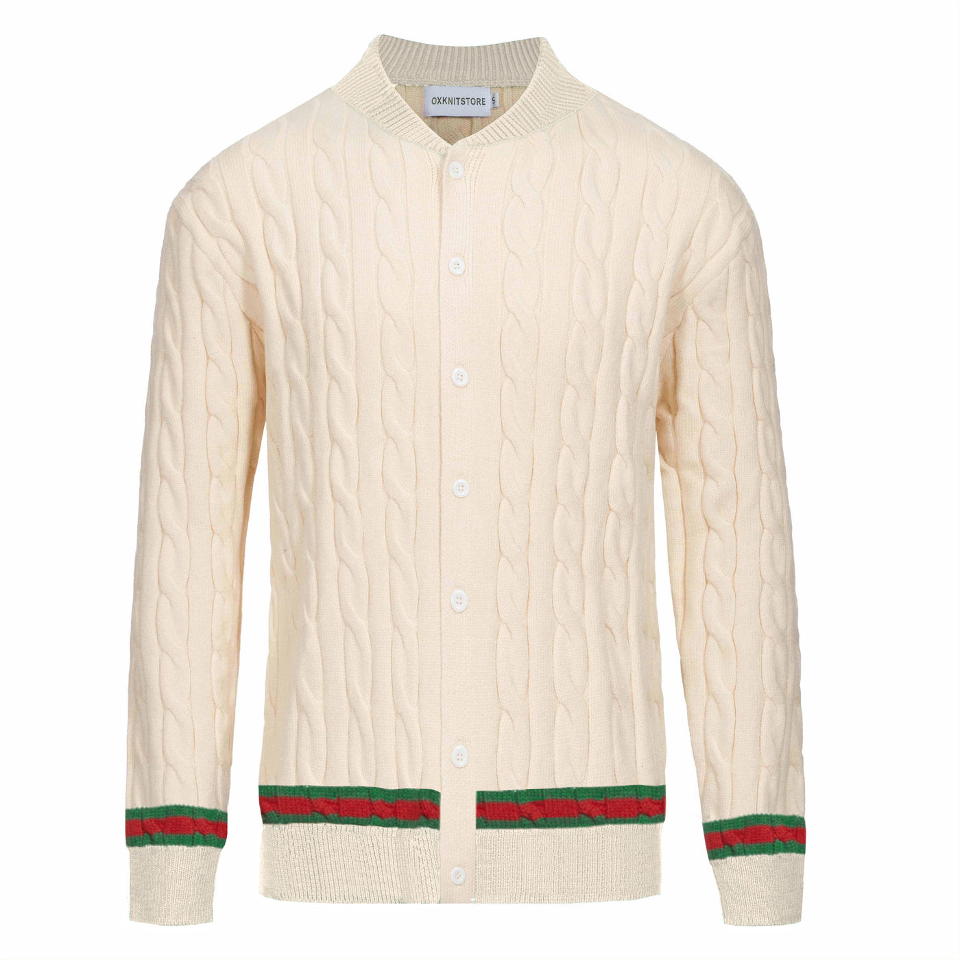 Men's white apricot striped knit sweater coat