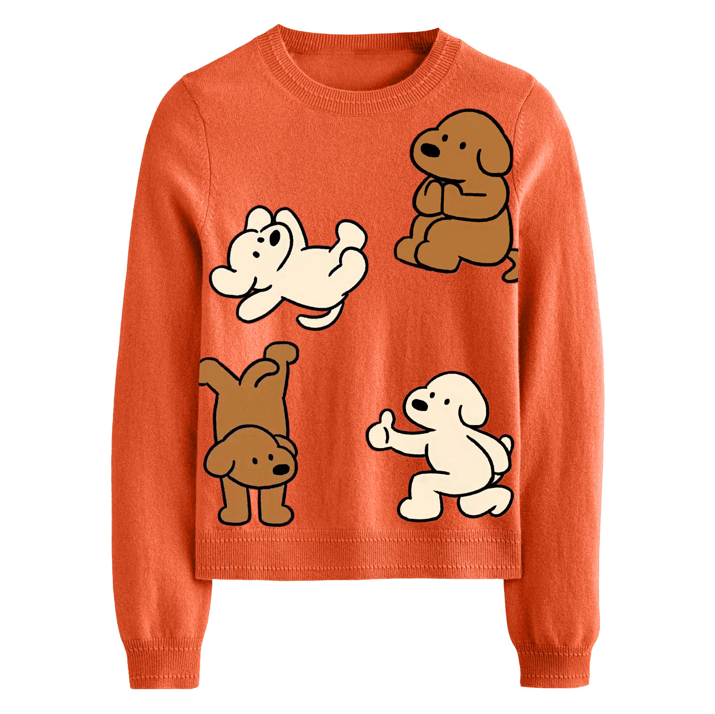 Women's orange dachshund jacquard sweater