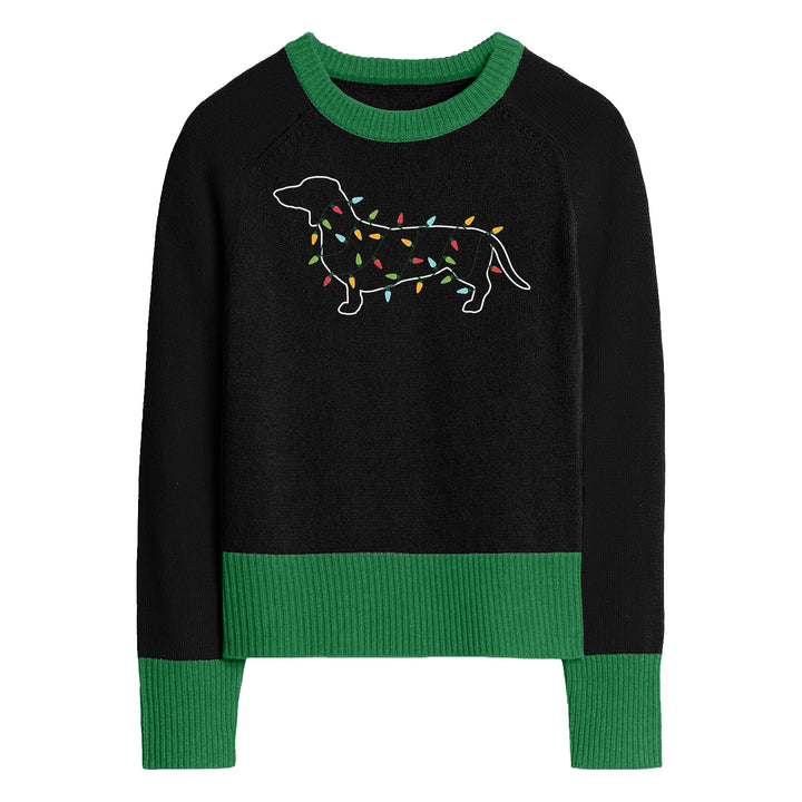 Women's black vintage dachshund sweater