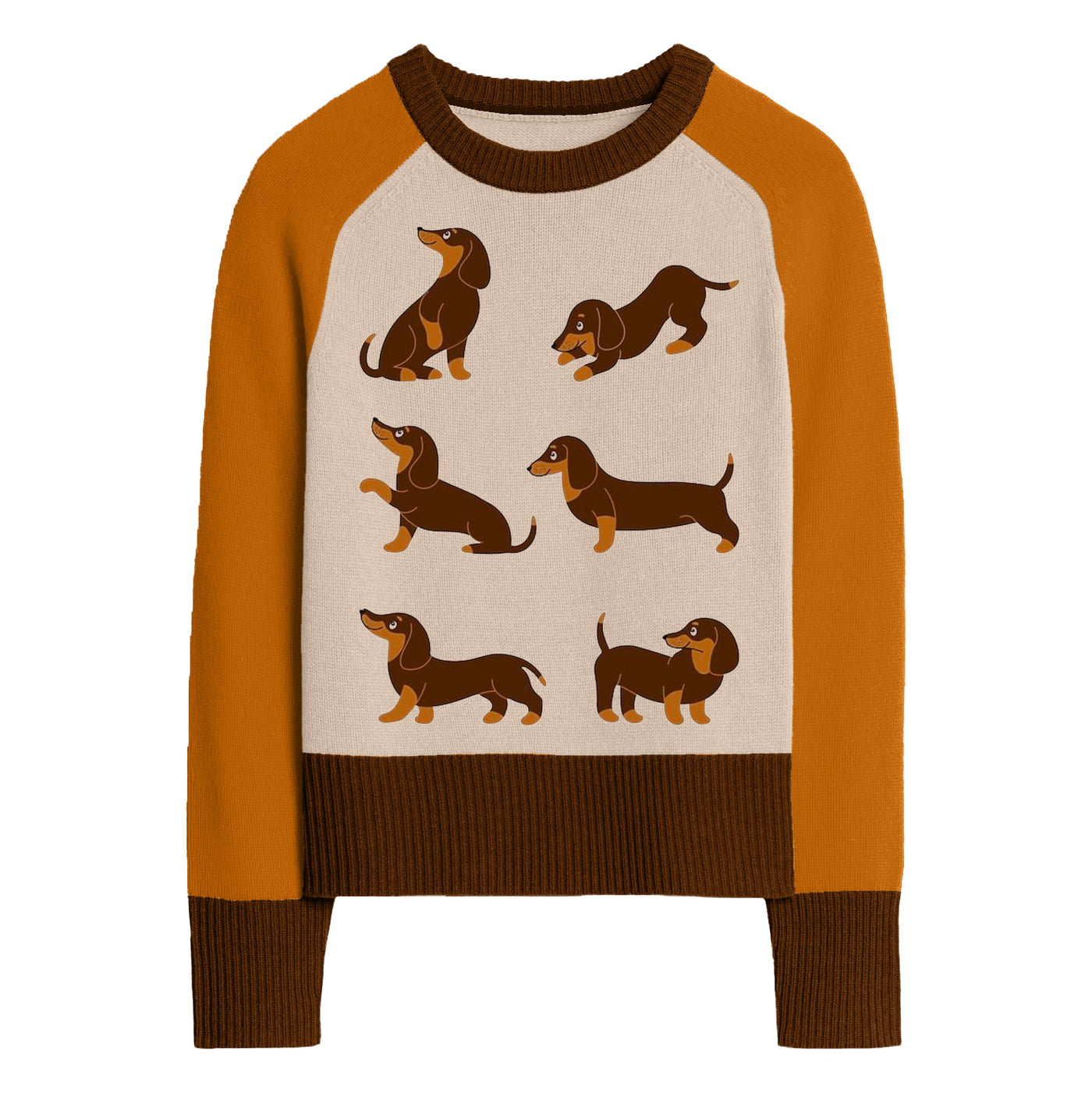 Women's brown matching dachshund sweater