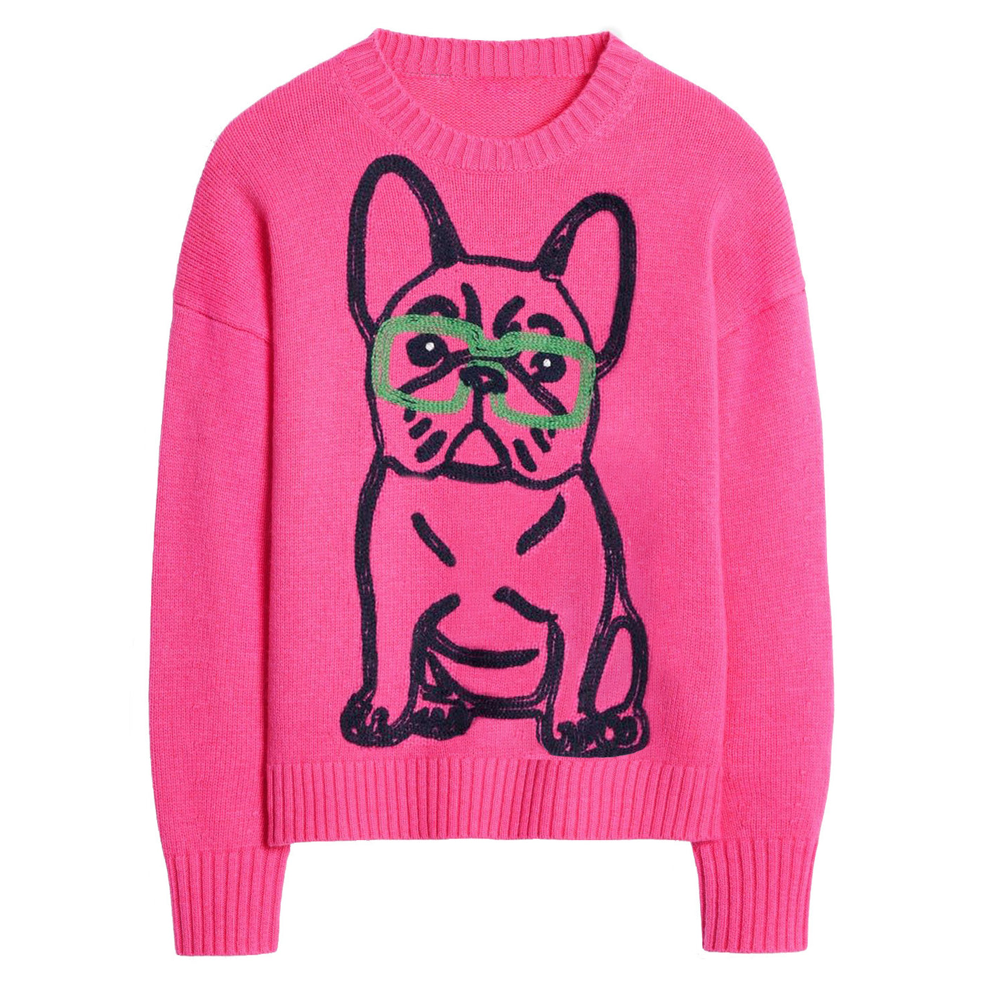 Women's rose vintage pug sweater