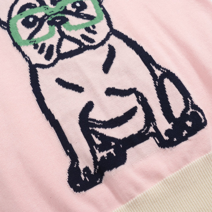 Sweater de bulldog francés a juego de mangas verdes para mujeres