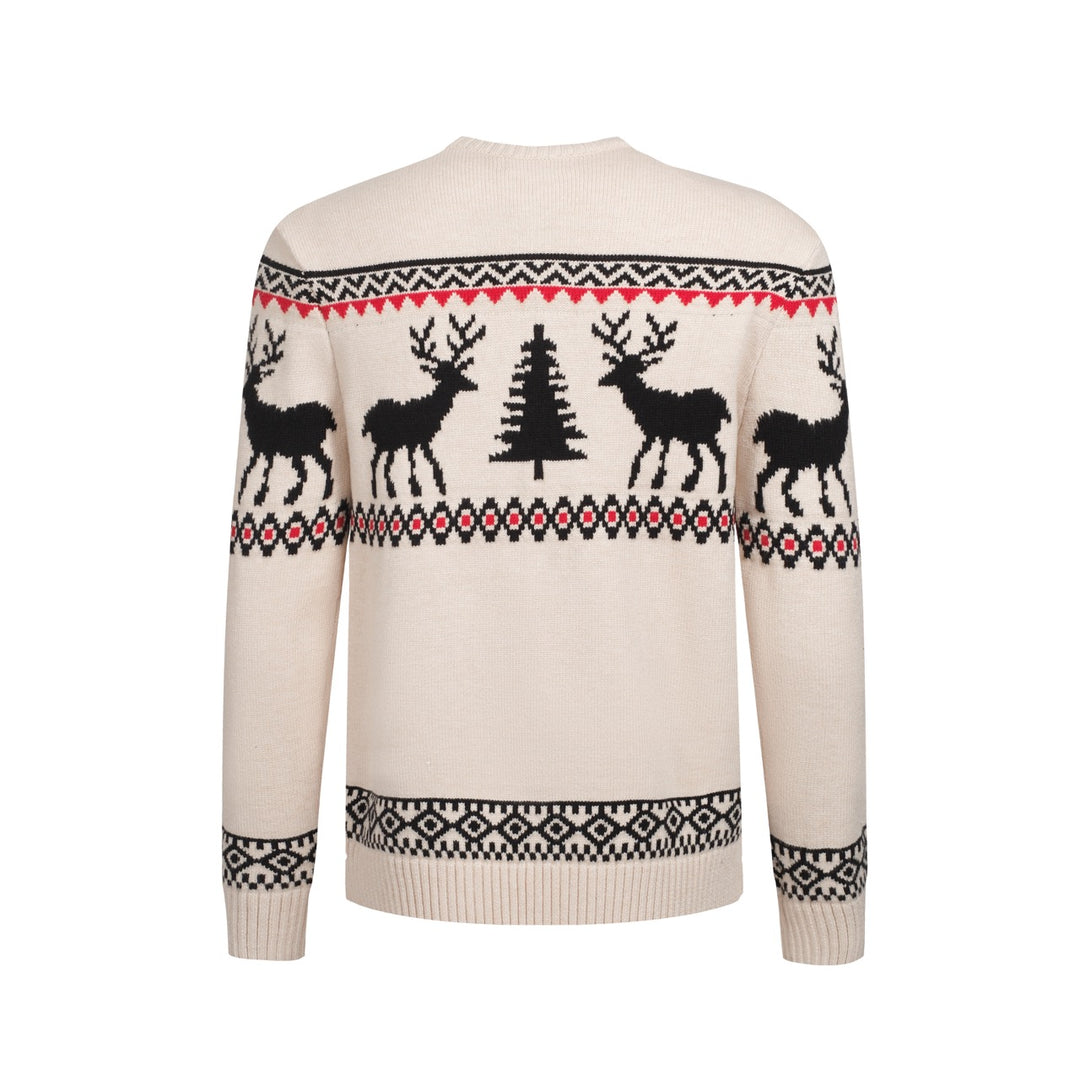 Men's apricot Christmas crew-neck sweater